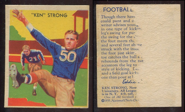 1935 National Chicle #7 - Ken Strong - poor