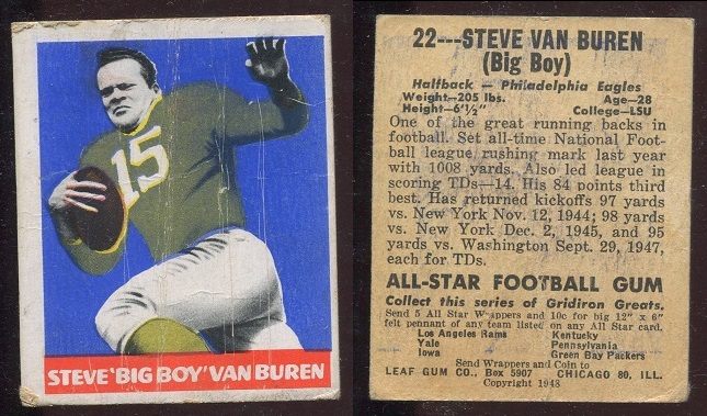 1948 Leaf #22Y - Steve Van Buren - poor