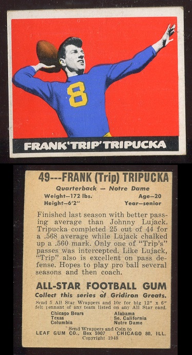 1948 Leaf #49 - Frank Tripucka - vg-ex