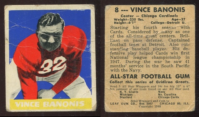 1948 Leaf #8W - Vince Banonis - poor