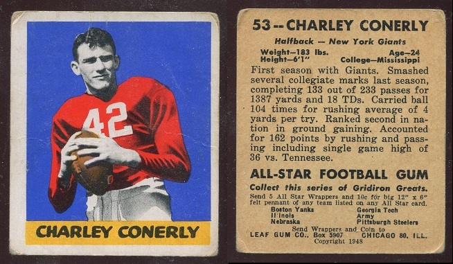 1948 Leaf #53 - Charley Conerly - fair