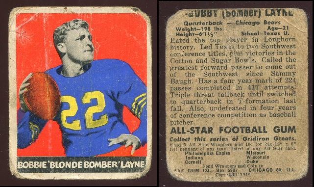 1948 Leaf #6R - Bobby Layne - poor mk