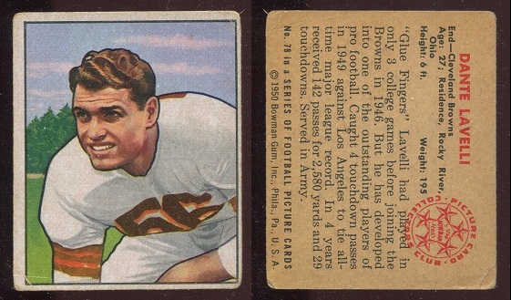 1950 Bowman #78 - Dante Lavelli - vg