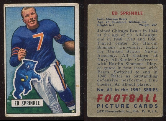 1951 Bowman #51 - Ed Sprinkle - good+