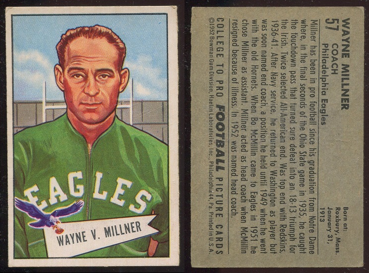 1952 Bowman Large #57 - Wayne Millner - vg-ex+