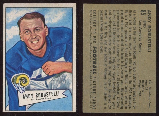 1952 Bowman Small #85 - Andy Robustelli - vg-ex+