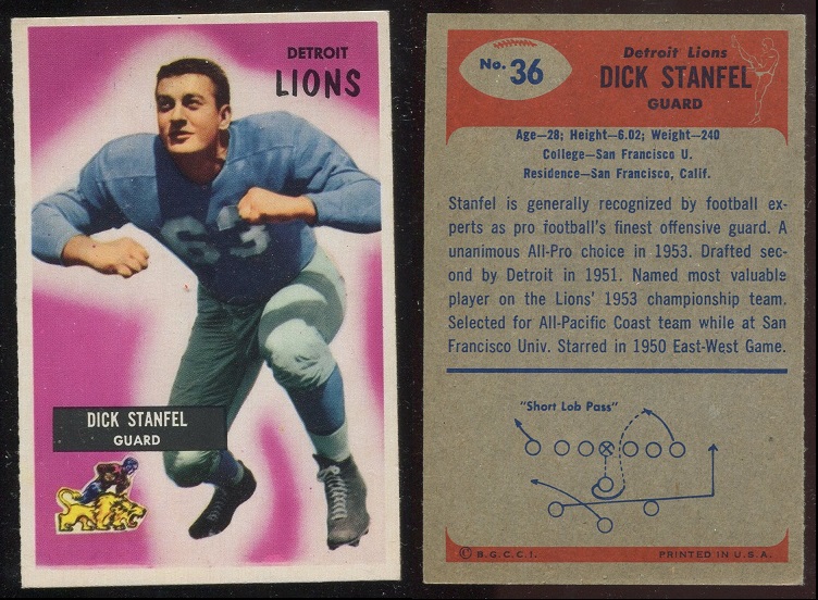 1955 Bowman #36 - Dick Stanfel - exmt