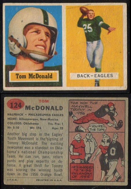 1957 Topps #124 - Tommy McDonald - good+