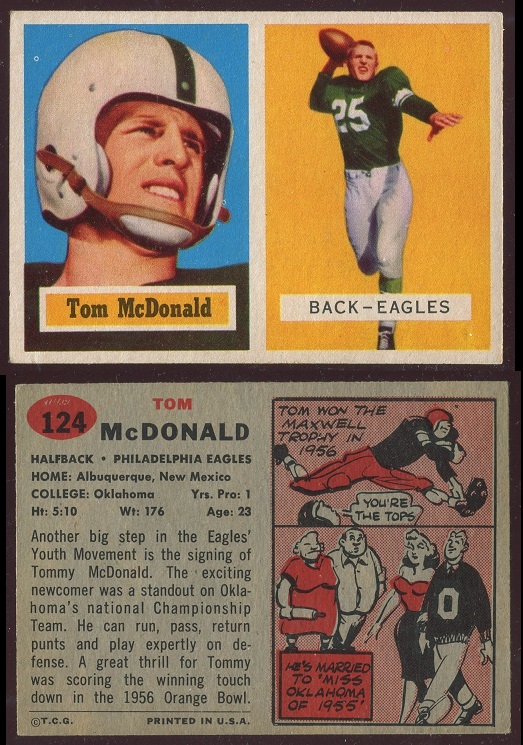 1957 Topps #124 - Tommy McDonald - exmt