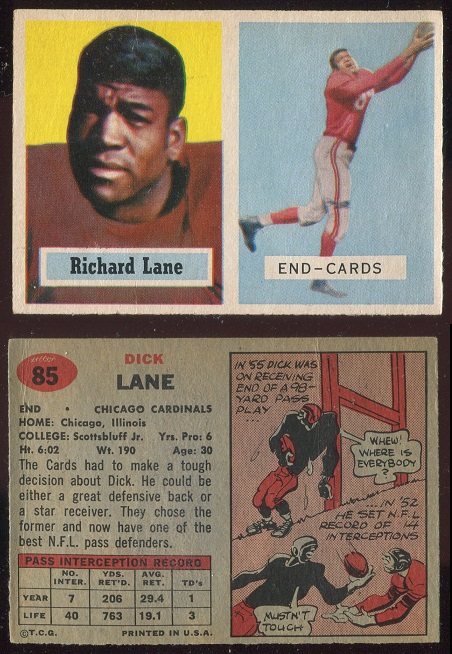 1957 Topps #85 - Dick Lane - good