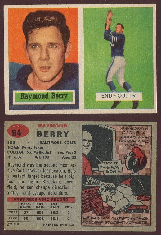 1957 Topps #94 - Raymond Berry - good+