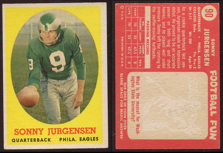 1958 Topps #90 - Sonny Jurgensen - ex