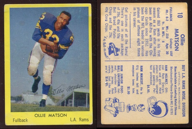 1960 Bell Brand Rams #10 - Ollie Matson - good+