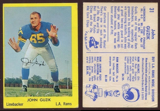 1960 Bell Brand Rams #31 - John Guzik - fair