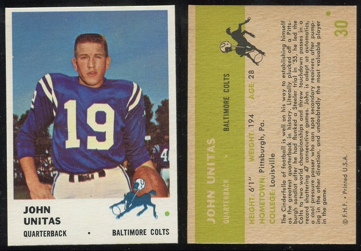 1961 Fleer #30 - John Unitas - exmt