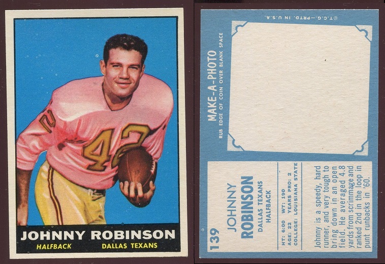 1961 Topps #139 - Johnny Robinson - nm