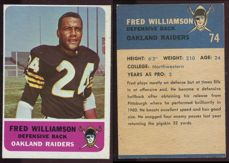 1962 Fleer #74 - Fred Williamson - vg-ex+