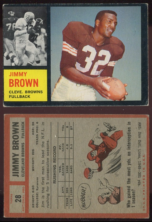 1962 Topps #28 - Jim Brown - good+