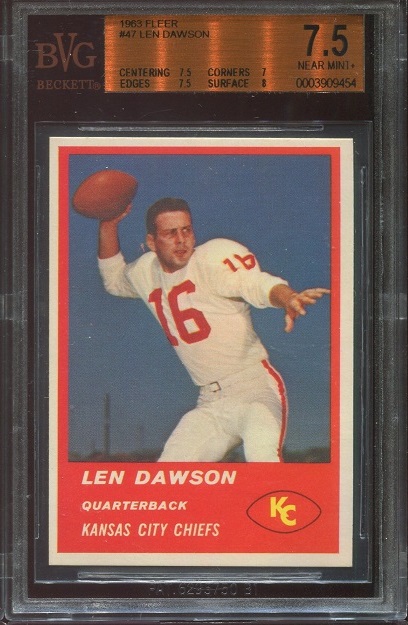 1963 Fleer #47 - Len Dawson - BVG 7.5