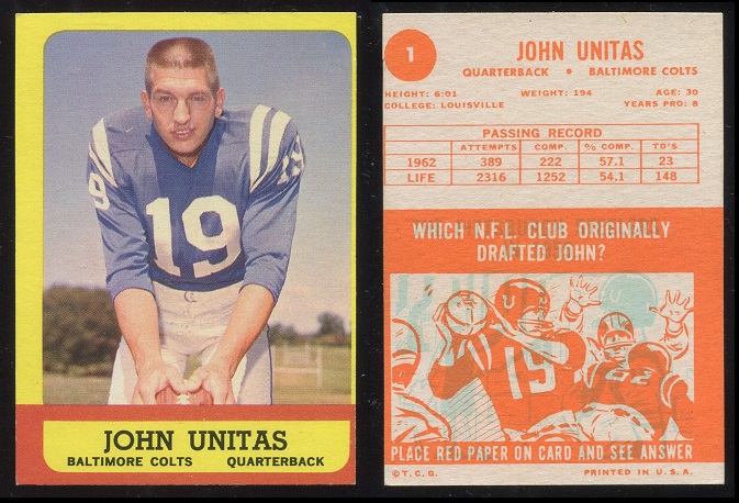 1963 Topps #1 - John Unitas - ex