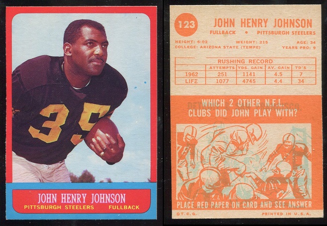 1963 Topps #123 - John Henry Johnson - exmt+