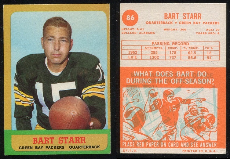 1963 Topps #86 - Bart Starr - ex+