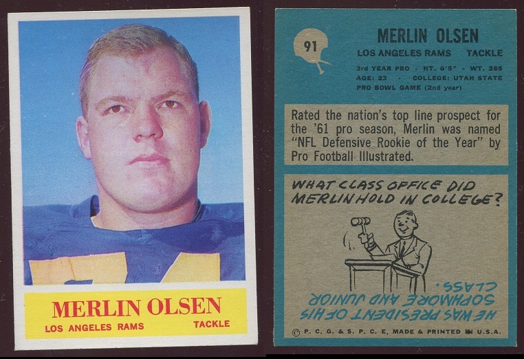 1964 Philadelphia #91 - Merlin Olsen - exmt+