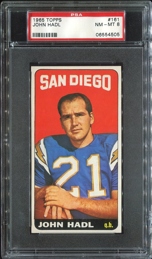 1965 Topps #161 - John Hadl - PSA 8