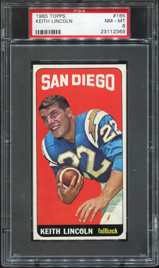 1965 Topps #165 - Keith Lincoln - PSA 8