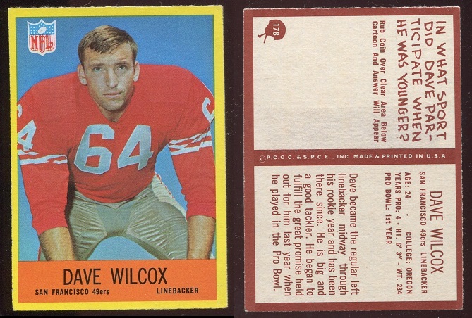 1967 Philadelphia #178 - Dave Wilcox - exmt