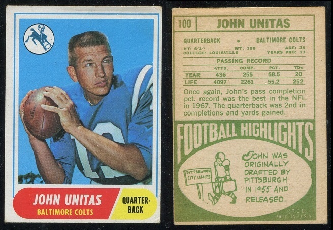 1968 Topps #100 - John Unitas - fair