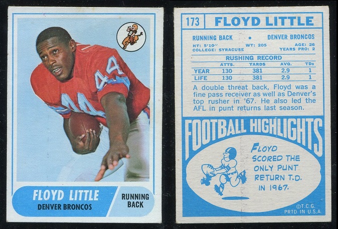 1968 Topps #173 - Floyd Little - vg