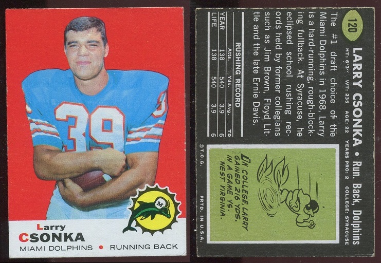 1969 Topps #120 - Larry Csonka - vg-ex+