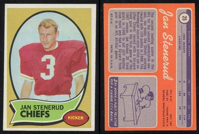 1970 Topps #25 - Jan Stenerud - ex+