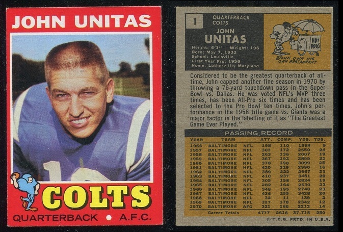 1971 Topps #1 - John Unitas - ex