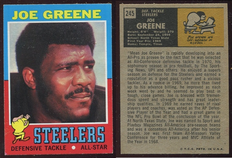 1971 Topps #245 - Joe Greene - vgex